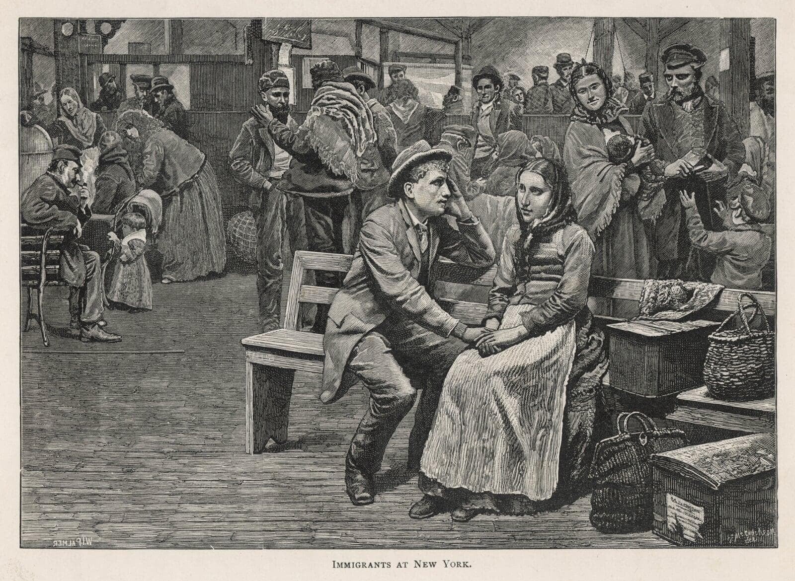 Immigration Art:  Immigrants At Ellis Island