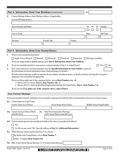 N-400 - Application For Naturalization - Page 4 of 14