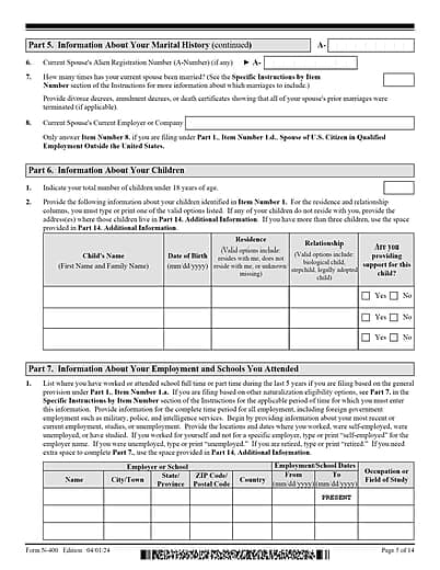 N-400 - Application For Naturalization - Page 5 of 14