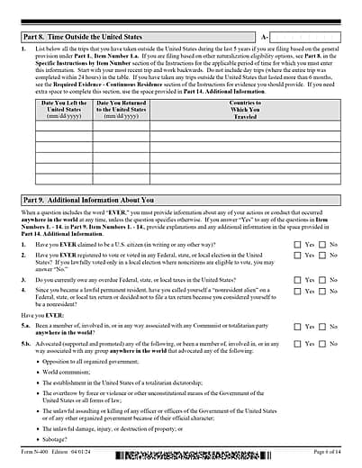 N-400 - Application For Naturalization - Page 6 of 14