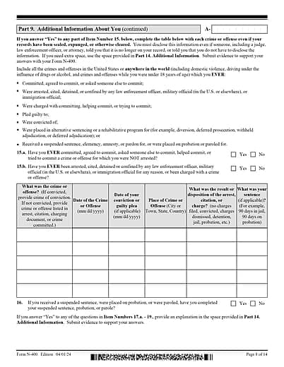 N-400 - Application For Naturalization - Page 8 of 14