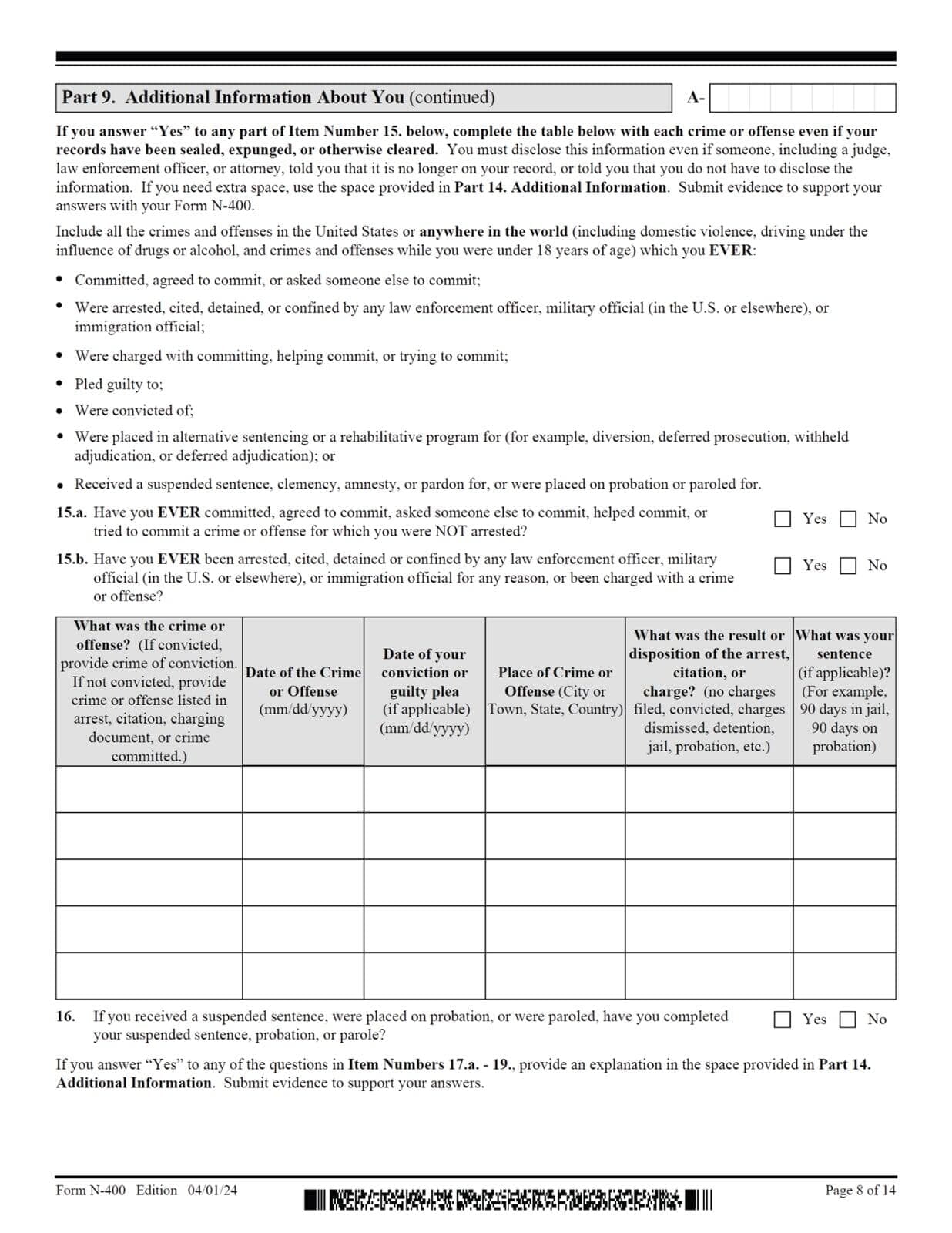 N-400 - Application For Naturalization - Page 8 of 14